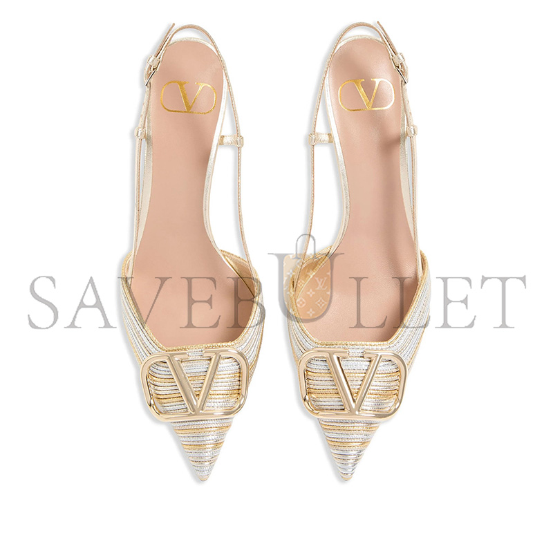 Va1e*ntin0 garavani vlogo two-tone metallic slingback pumps
